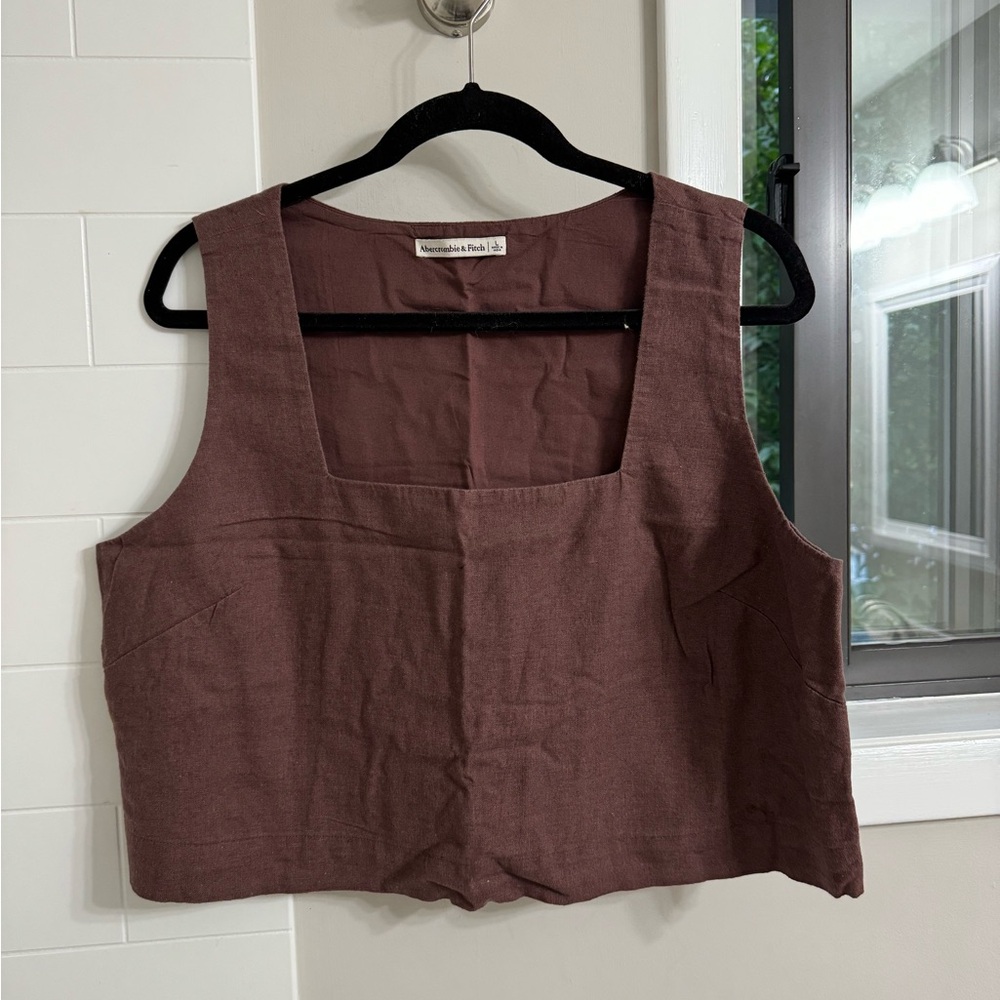 Abercrombie & Fitch Brown Square-Neck Linen Tank
